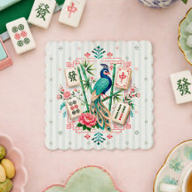 Posavasos Floral Mahjong Pájaro Elegante
