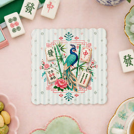 De Papel Posavasos Floral Mahjong Pájaro Elegante