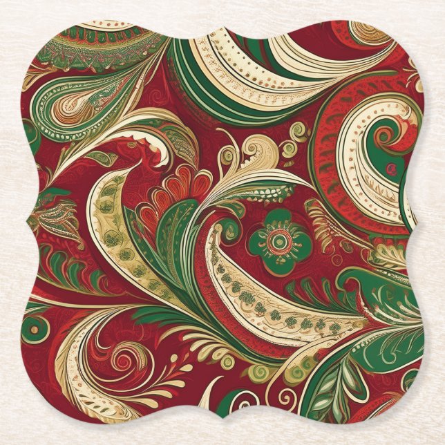 De Papel Posavasos Paisley Borgoña (Anverso)