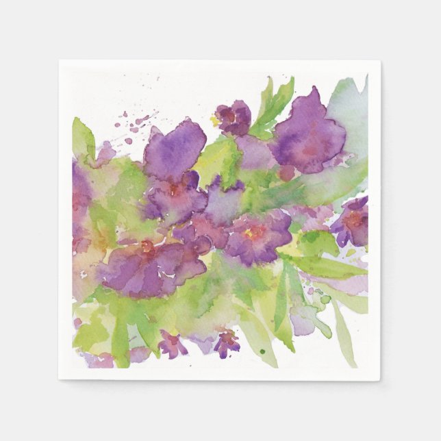 De Papel Púrpura servilleta floral (Anverso)