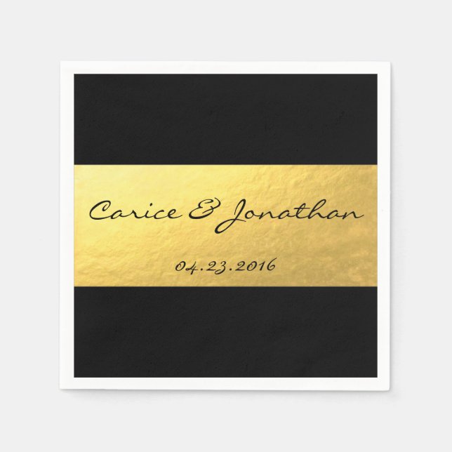 De Papel Relieve metalizado dorado sobre la servilleta boda (Anverso)