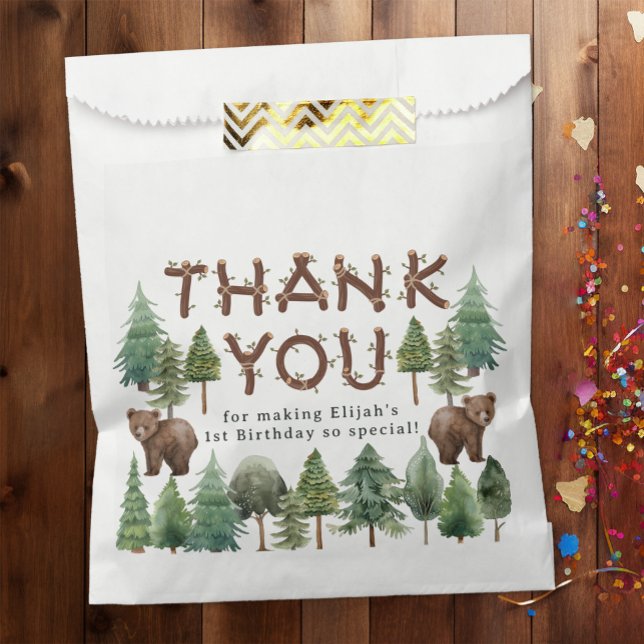 De Papel Rustic Woodland Gracias por la bolsa para un feliz (Favor Bag)