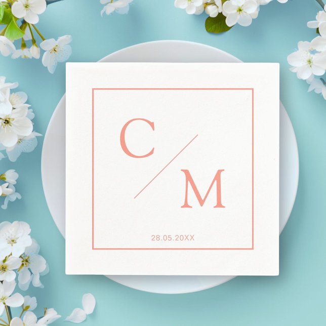De Papel Sencilla y elegante servilleta (Personalized simple elegant monogram napkin)
