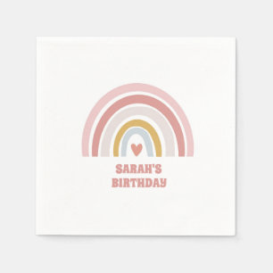 De Papel servilleta arcoiris rosa para nombre personalizado