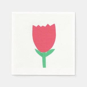De Papel Servilleta blanca del cóctel con un diseño rojo