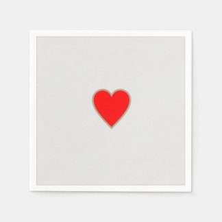 De Papel Servilleta blanca simplista con corazón rojo en el