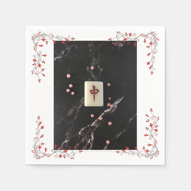 De Papel servilleta con la temática Mahjong con el Dragón R (Anverso)