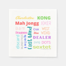 servilleta con temática Mahjong que muestra a la e