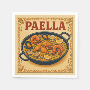 De Papel Servilleta Cuadrada (Paella, Estilo Retro)