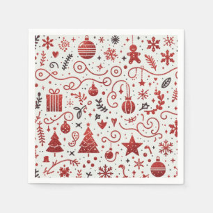 De Papel Servilleta Decorativa Navideña Roja Blanca
