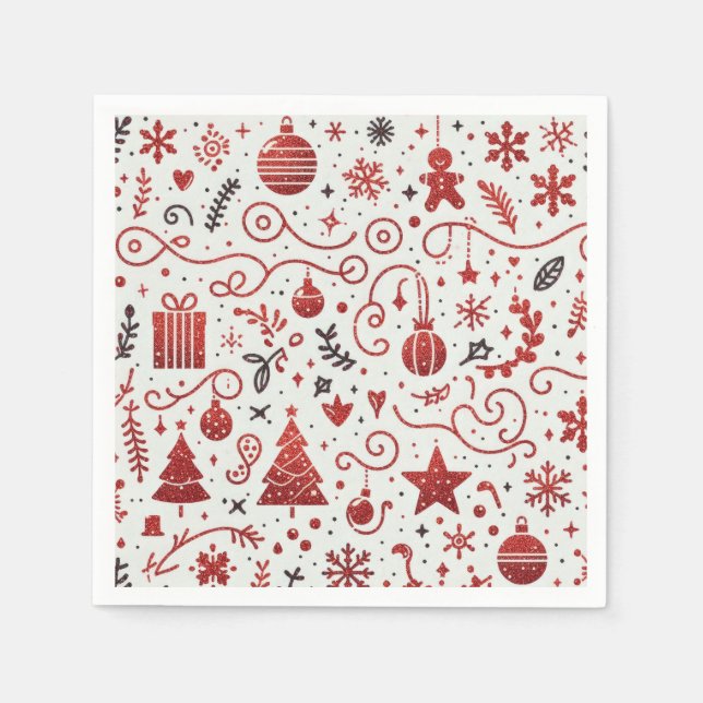 De Papel Servilleta Decorativa Navideña Roja Blanca (Anverso)