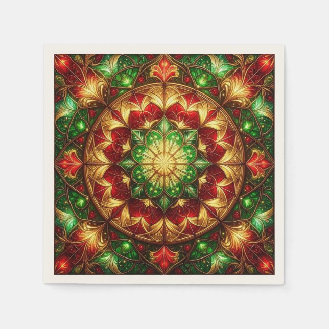 De Papel Servilleta decorativa verde roja para fiestas (Anverso)