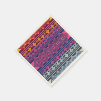De Papel Servilleta Diseño Andino Azul, Naranja y Magenta