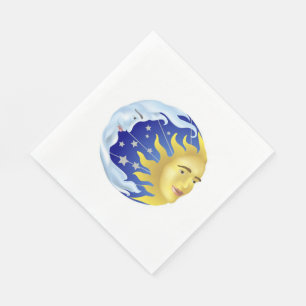 De Papel Servilleta estándar blanca/Sun, luna y estrellas