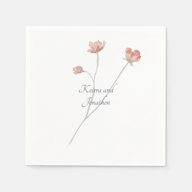 De Papel Servilleta Floral Acuarela Sage para Boda (Anverso)