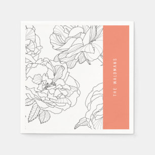 De Papel Servilleta floral del bosquejo