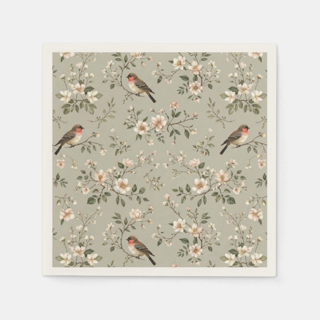 De Papel Servilleta Floral LoveBird Cóctel (Anverso)