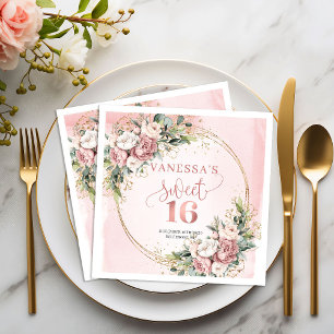De Papel Servilleta Floral Rosa Polvoriento Boho Rústico Cu