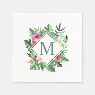 De Papel Servilleta floral tropical del monograma el   del