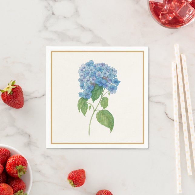 De Papel Servilleta Luxe Blue Hydrangea — Botánica Elegante (In situ)