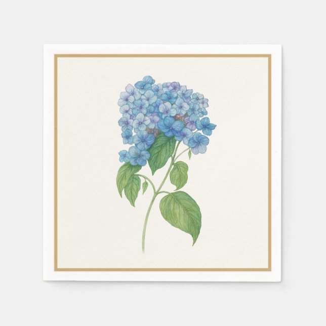 De Papel Servilleta Luxe Blue Hydrangea — Botánica Elegante (Anverso)