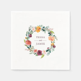 De Papel Servilleta Personalizada Paprika Burgundy Flora