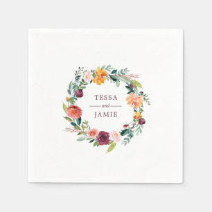 De Papel Servilleta Personalizada Paprika Burgundy Flora