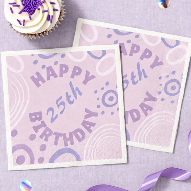 De Papel Servilleta rosa y morada con edad (Young or old, just change the number to fit the party. Soft girly pink and purple.)