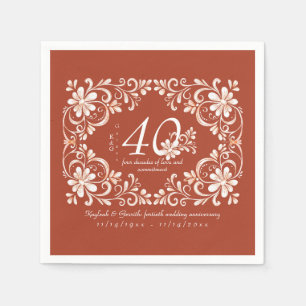 De Papel Servilleta Shabby Chic Rojo Ladrillo 40 Aniversari