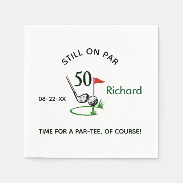 De Papel Servilleta Tema Golf 50 Cumpleaños (cualquier año) (Anverso)