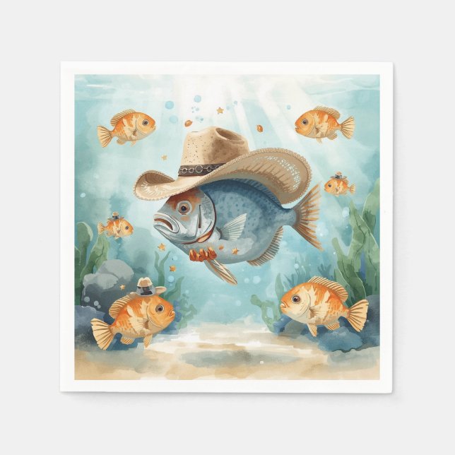 De Papel Servilleta temática Fish Party Texas (Anverso)