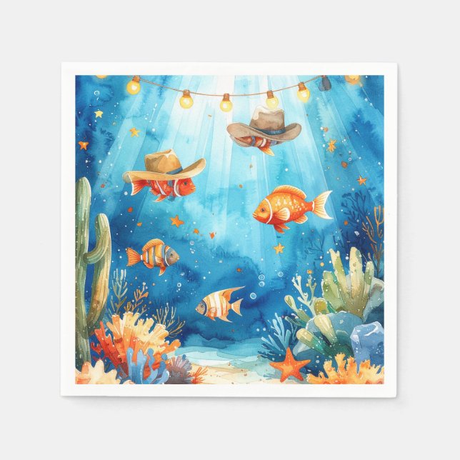 De Papel Servilleta temática Fish Party Texas (Anverso)