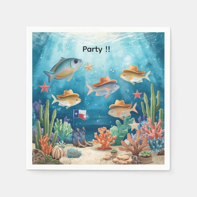 De Papel Servilleta temática Fish Party Texas (Anverso)