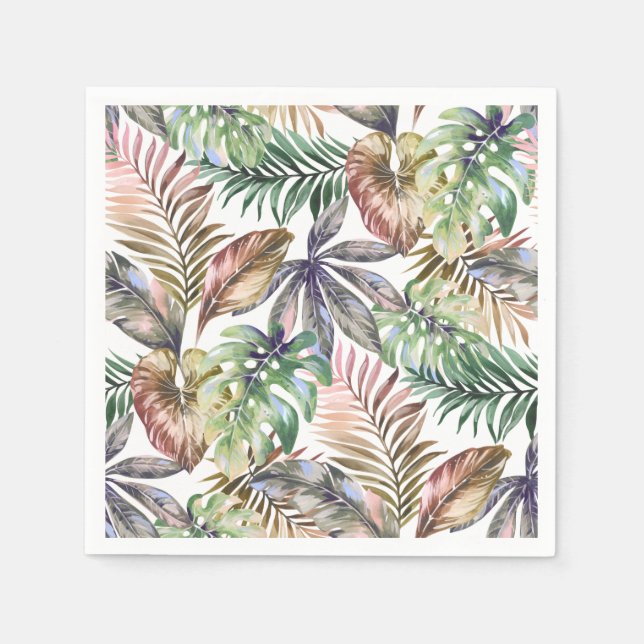 De Papel Servilletas Tropicales Verdes y Rosadas Servilleta (Anverso)