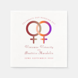 De Papel Símbolos arcoiris boda lesbiana servilleta