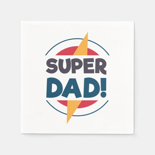 De Papel Super Dad Feliz Día del Padre | Servilleta (Anverso)