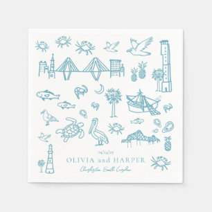 De Papel Toile Charleston en la servilleta azul