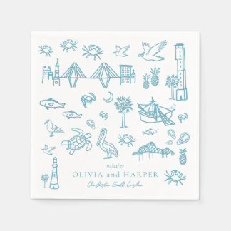 De Papel Toile Charleston en la servilleta azul