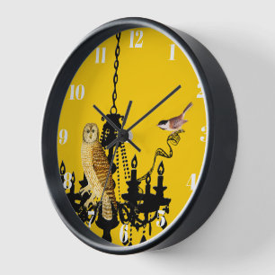 De Pared Candelabro Amarillo Carbonero Búho Reloj Personali