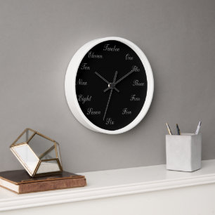 De Pared Reloj negro plateado