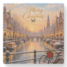 Amsterdam Navidad Invierno Canal Plaza Posavasos