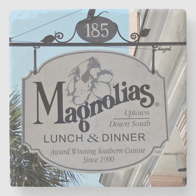 De Piedra Magnolias Restaurant Charleston, SC. Posavasos (Anverso)
