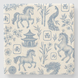 De Piedra Posavasos Año del Caballo Mahjong
