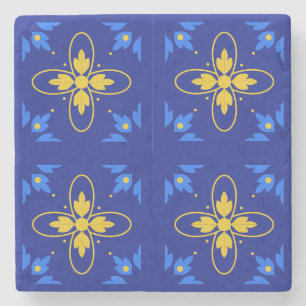 De Piedra Posavasos Azulejo Azul y Amarillo (mini)