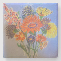 Posavasos con diseño floral pintado