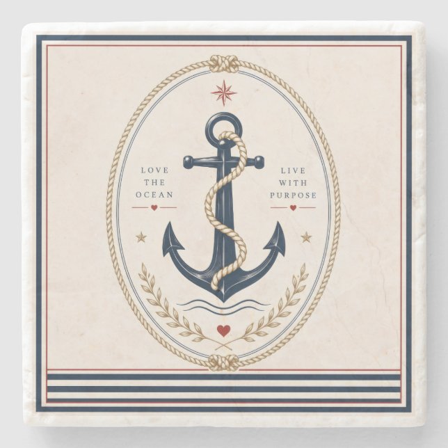 De Piedra Posavasos Náutico Clásico Sailorcore (Anverso)