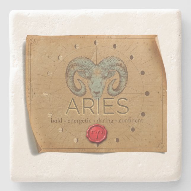 De Piedra Zodíaco - Aries - Posavasos (Anverso)