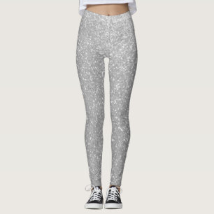 De plata brillante medias legging impresas falso