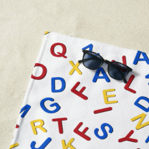 De Playa ABC Letters Red Yellow Blue Beach Toalla