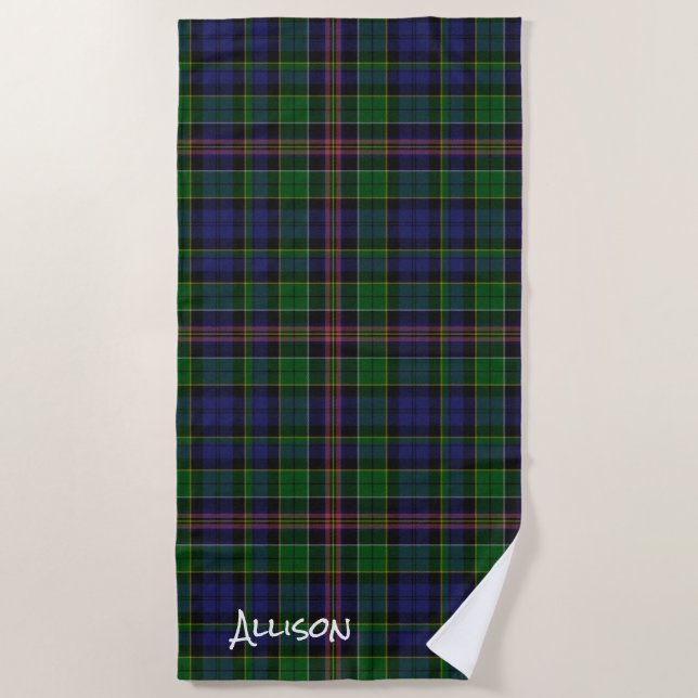 De Playa Allison Clan Tartan Plaid Beach Toalla (Anverso)